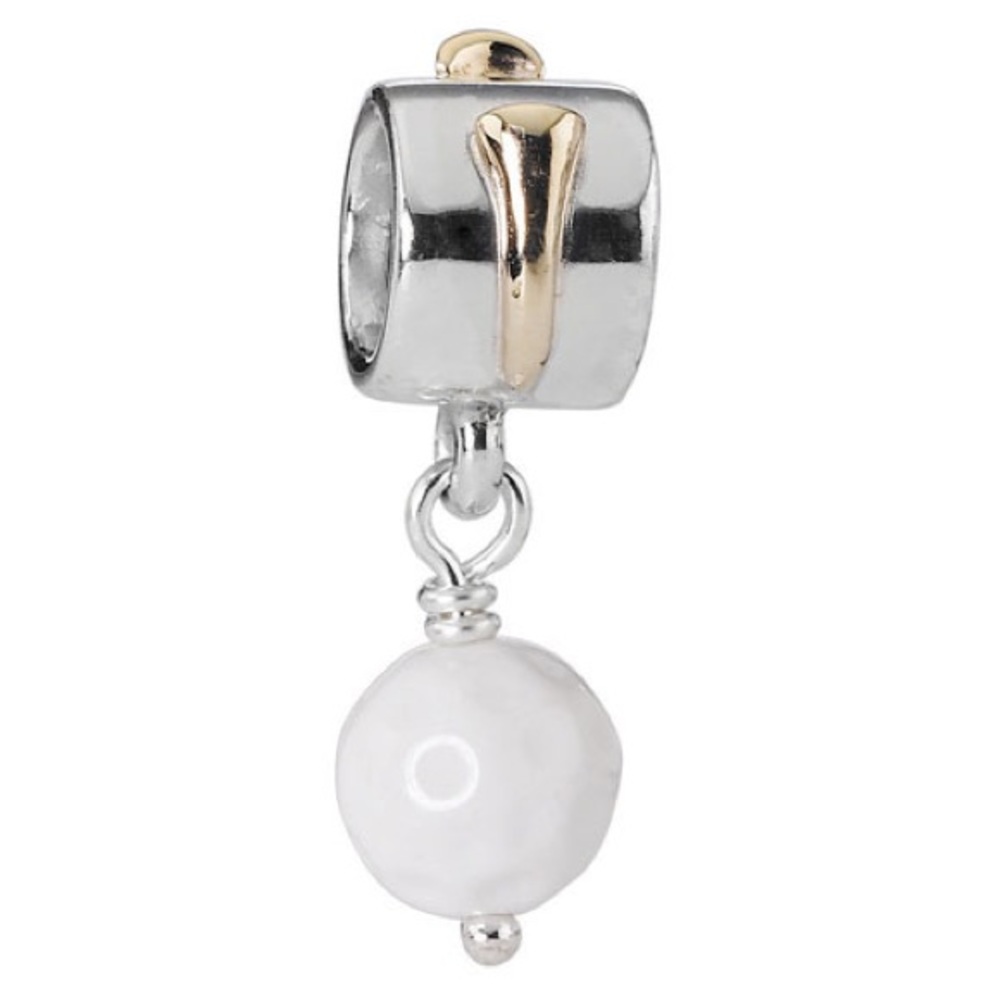 Genuine Retired PANDORA Golf Ball Charm; 14 K and White Agate; 790440AGW